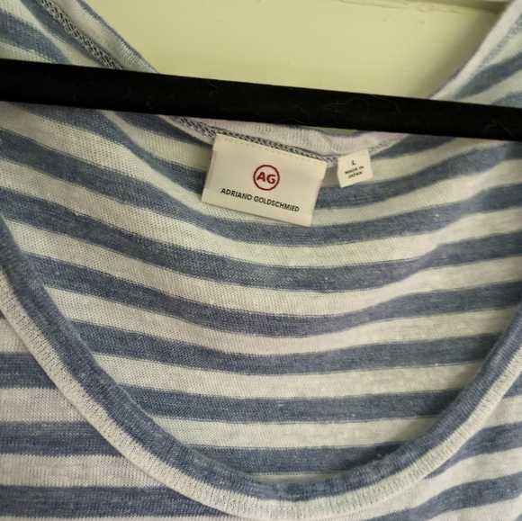 AG Blue and White Striped Oversized T Shirt- L - Picture 3 of 3